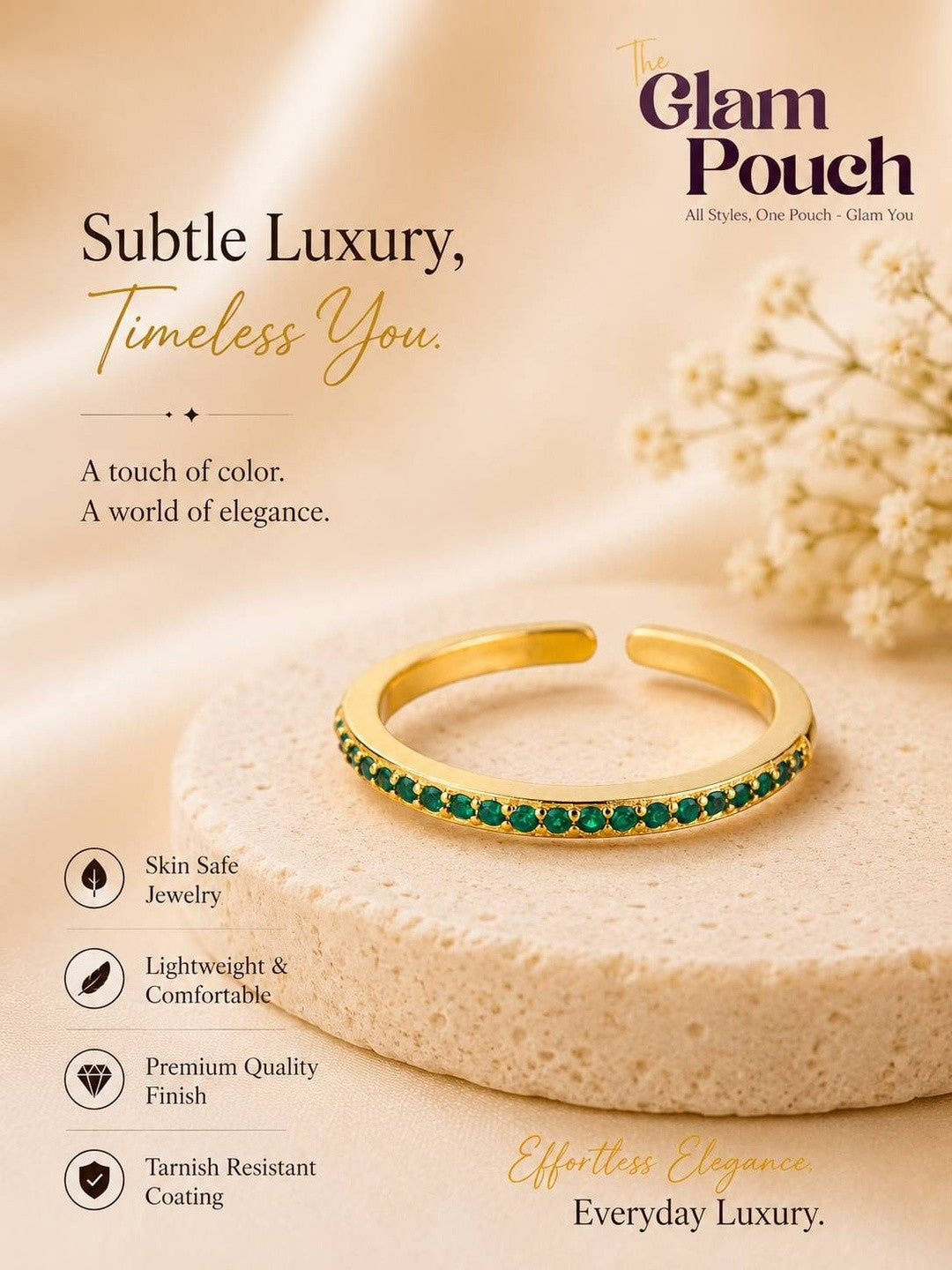 Classic Emerald Pave Eternity Stackable Band Ring
