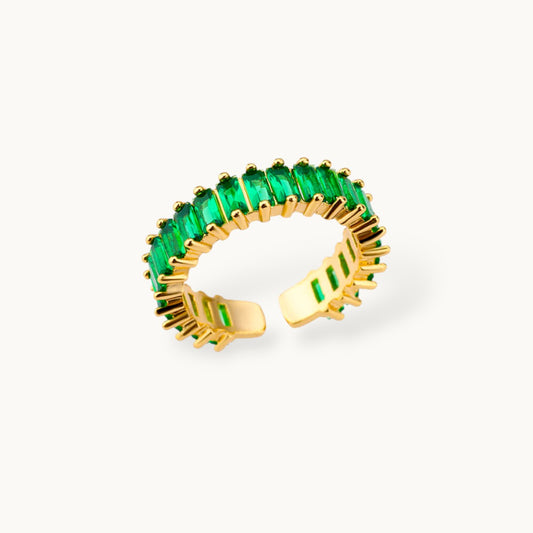 Luxe Emerald Baguette Eternity Stackable Band Ring