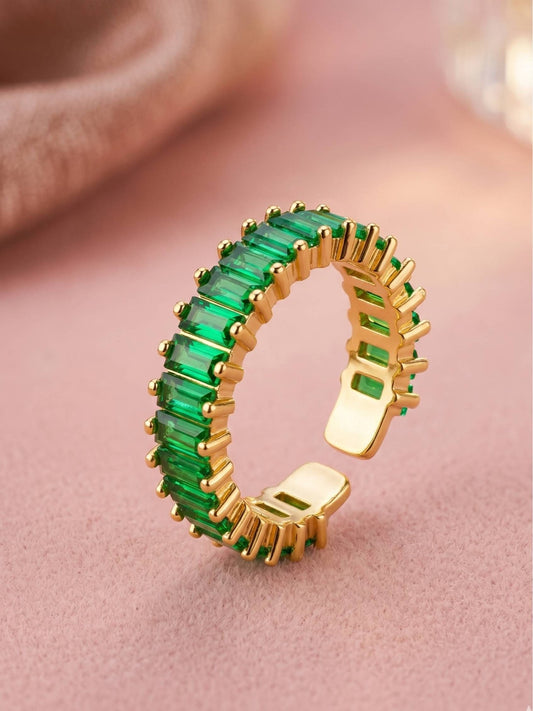 Luxe Emerald Baguette Eternity Stackable Band Ring