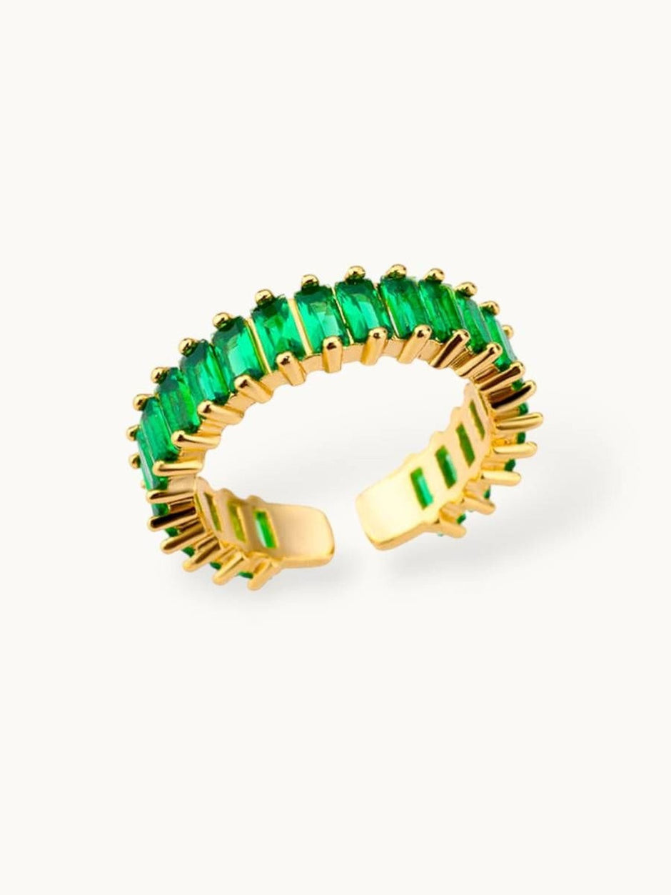 Luxe Emerald Baguette Eternity Stackable Band Ring