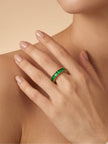 Luxe Emerald Baguette Eternity Stackable Band Ring