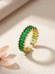 Luxe Emerald Baguette Eternity Stackable Band Ring