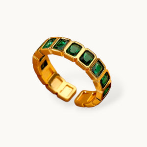 Modern Square-Cut Emerald Eternity Stackable Band Ring