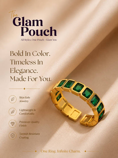Modern Square-Cut Emerald Eternity Stackable Band Ring