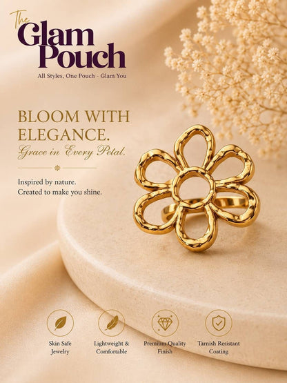 Chic Sculptural Daisy Open Gold Ring