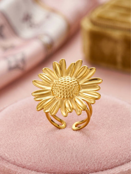 Grand Sculptural Sunflower Gold Statement Ring