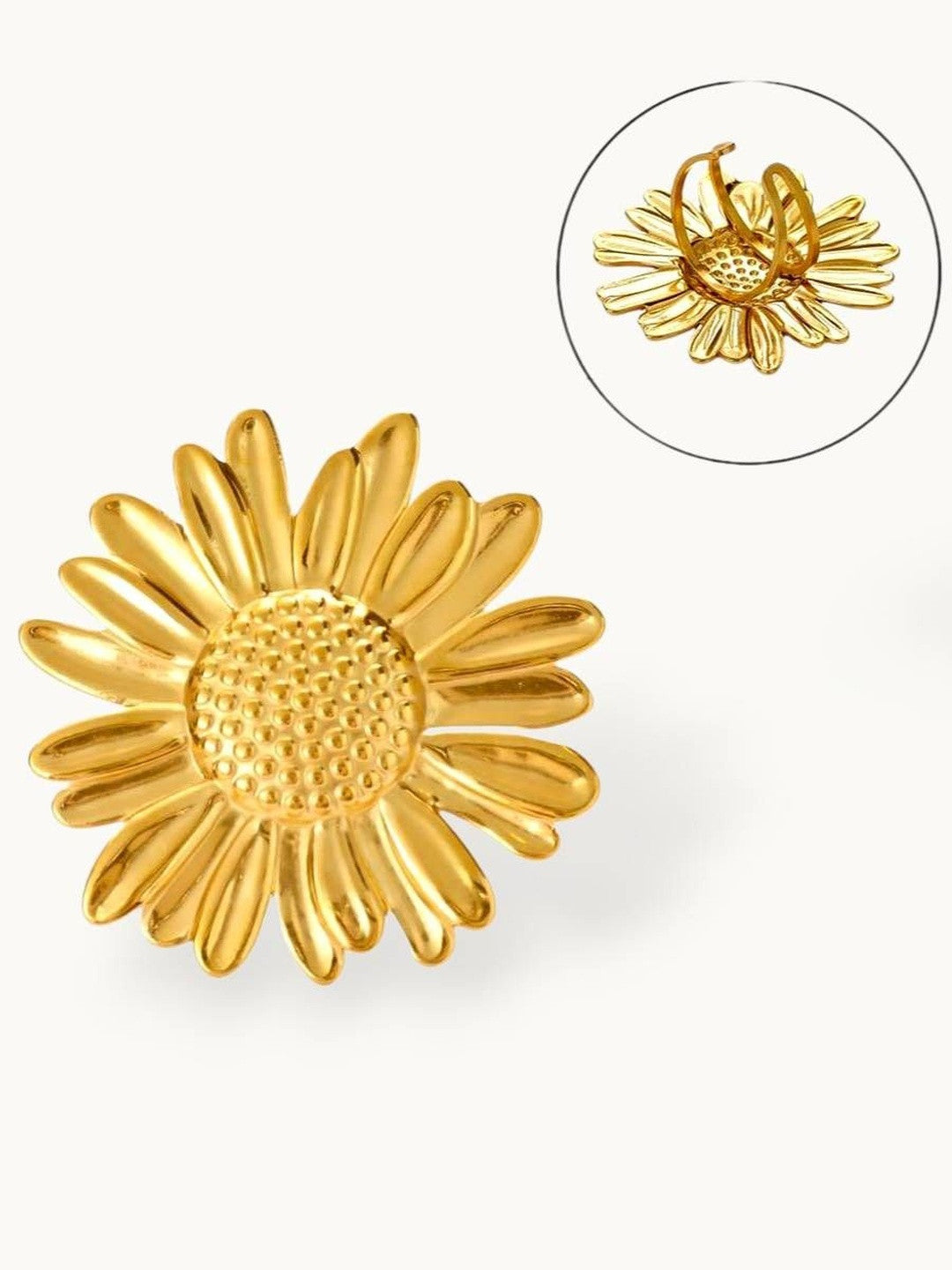 Grand Sculptural Sunflower Gold Statement Ring