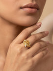 Sculptural Rose & Vine Stackable Diamond Ring For Women