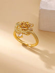 Sculptural Rose & Vine Stackable Diamond Ring For Women