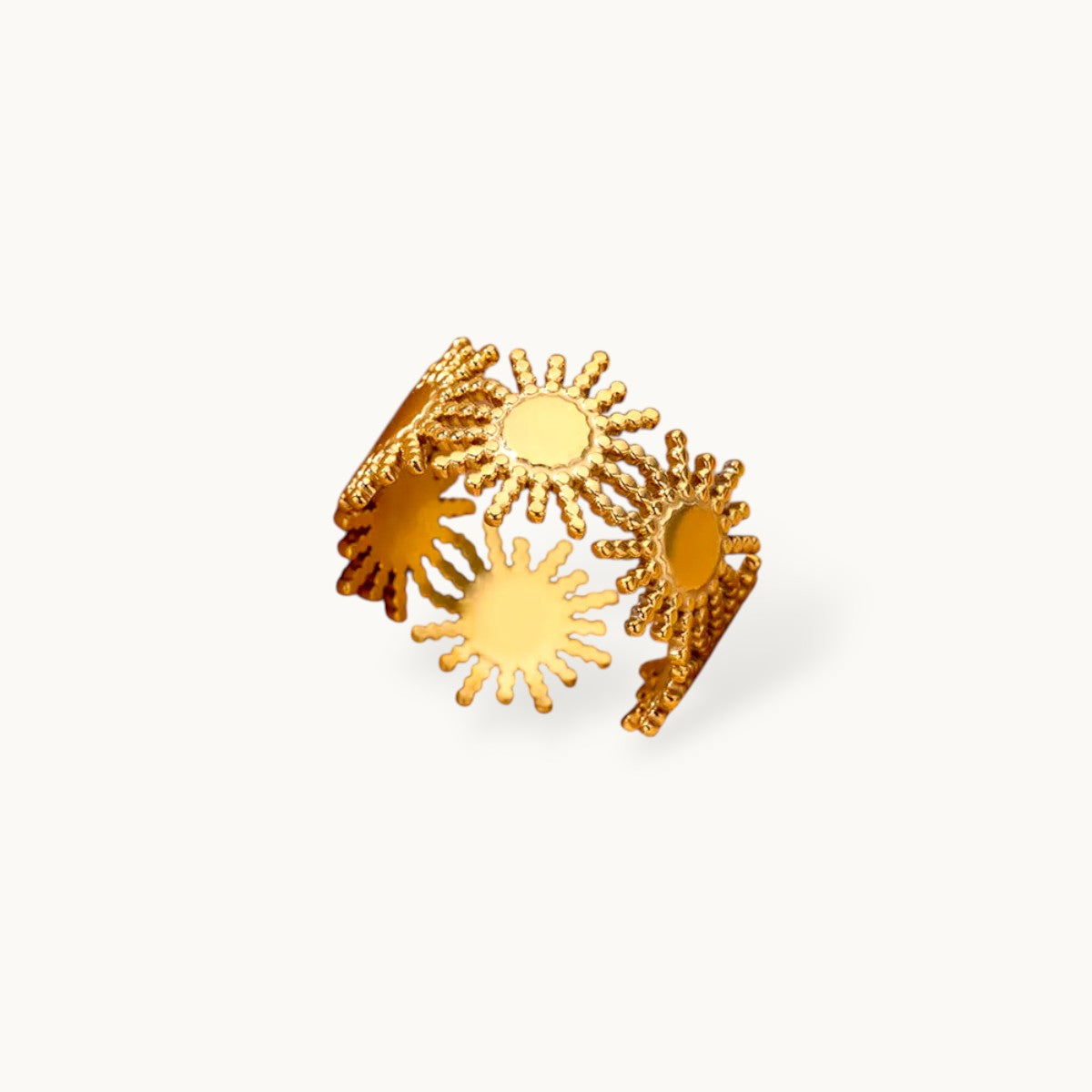 Boho Triple Sunburst Open Adjustable Ring