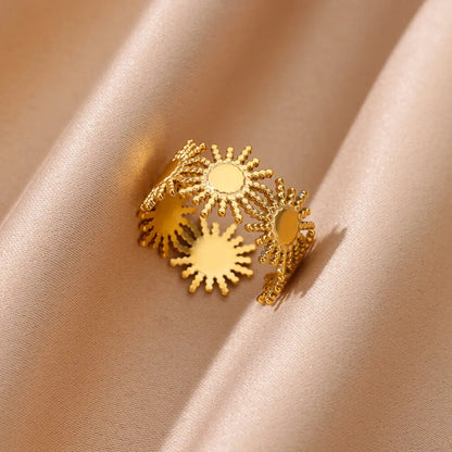 Boho Triple Sunburst Open Adjustable Ring