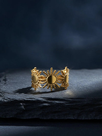 Boho Triple Sunburst Open Adjustable Ring