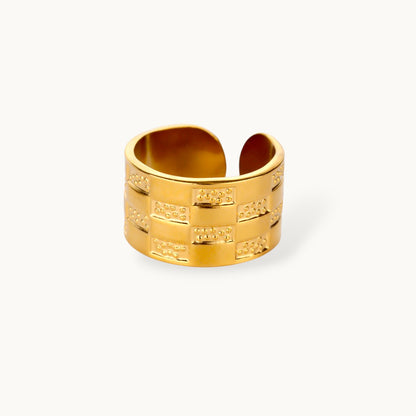 Bold Wide Geometric Grid Stackable Band