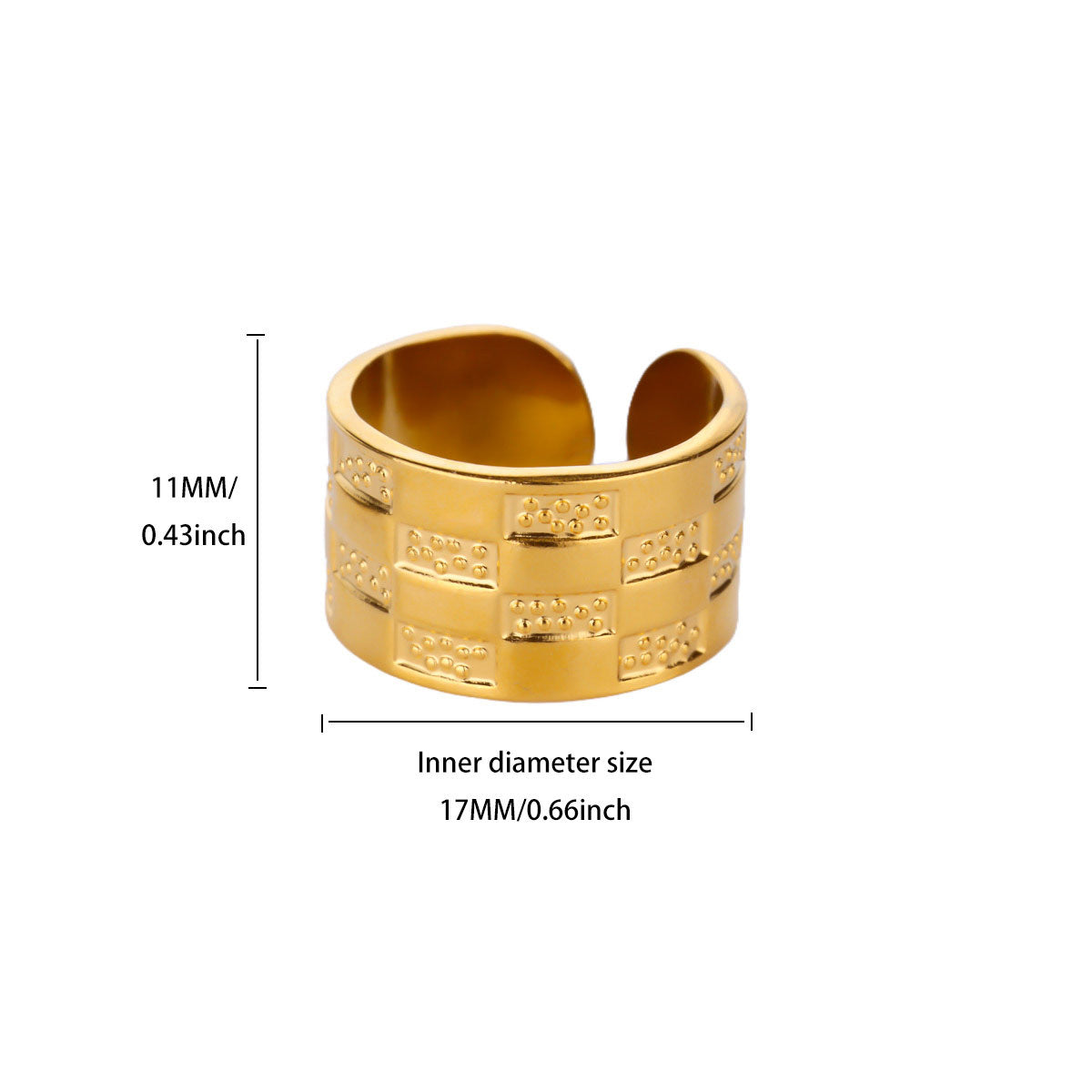 Bold Wide Geometric Grid Stackable Band