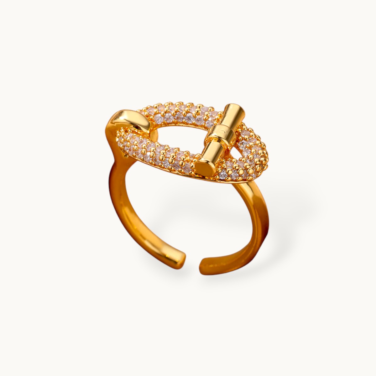 Pave Toggle Closure Adjustable Diamond Ring