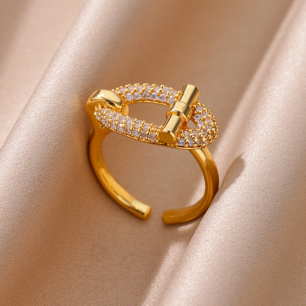 Pave Toggle Closure Adjustable Diamond Ring