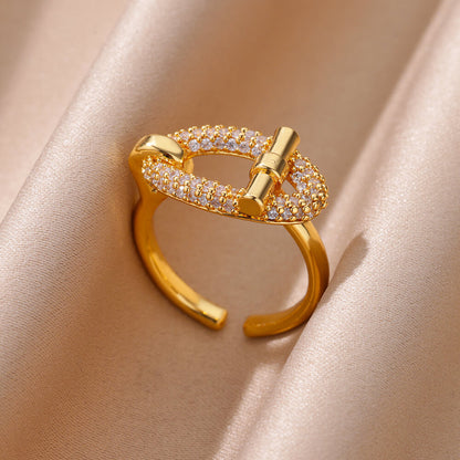 Pave Toggle Closure Adjustable Diamond Ring