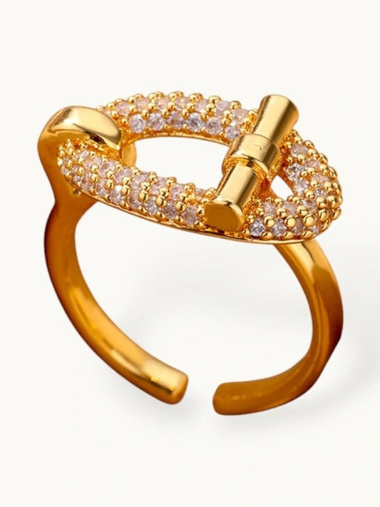Pave Toggle Closure Adjustable Diamond Ring
