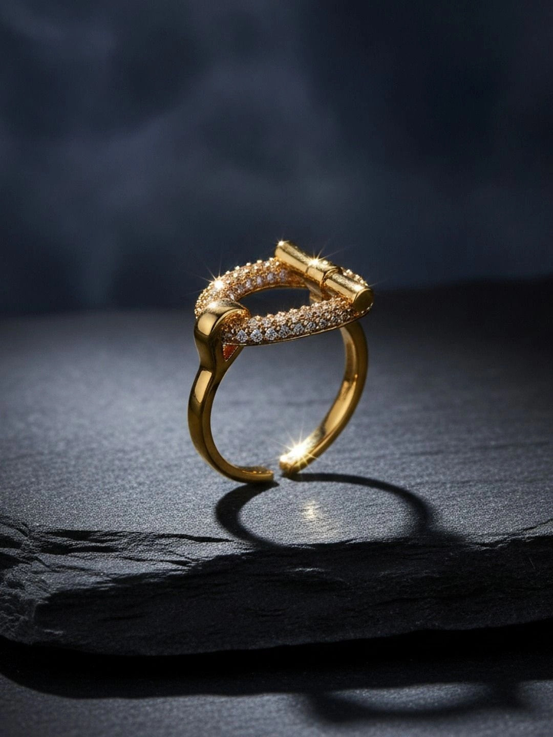 Pave Toggle Closure Adjustable Diamond Ring