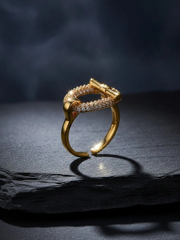 Pave Toggle Closure Adjustable Diamond Ring