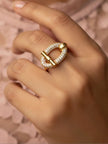 Pave Toggle Closure Adjustable Diamond Ring