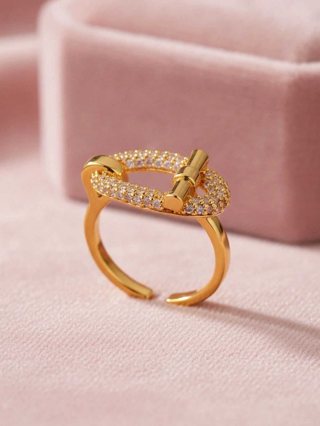 Pave Toggle Closure Adjustable Diamond Ring