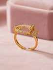 Pave Toggle Closure Adjustable Diamond Ring
