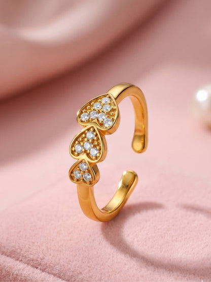 Graduated Triple Pave Heart Shaped Stackable Diamond Ring