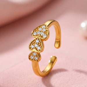 Graduated Triple Pave Heart Shaped Stackable Diamond Ring