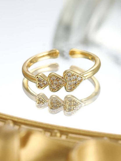 Graduated Triple Pave Heart Shaped Stackable Diamond Ring