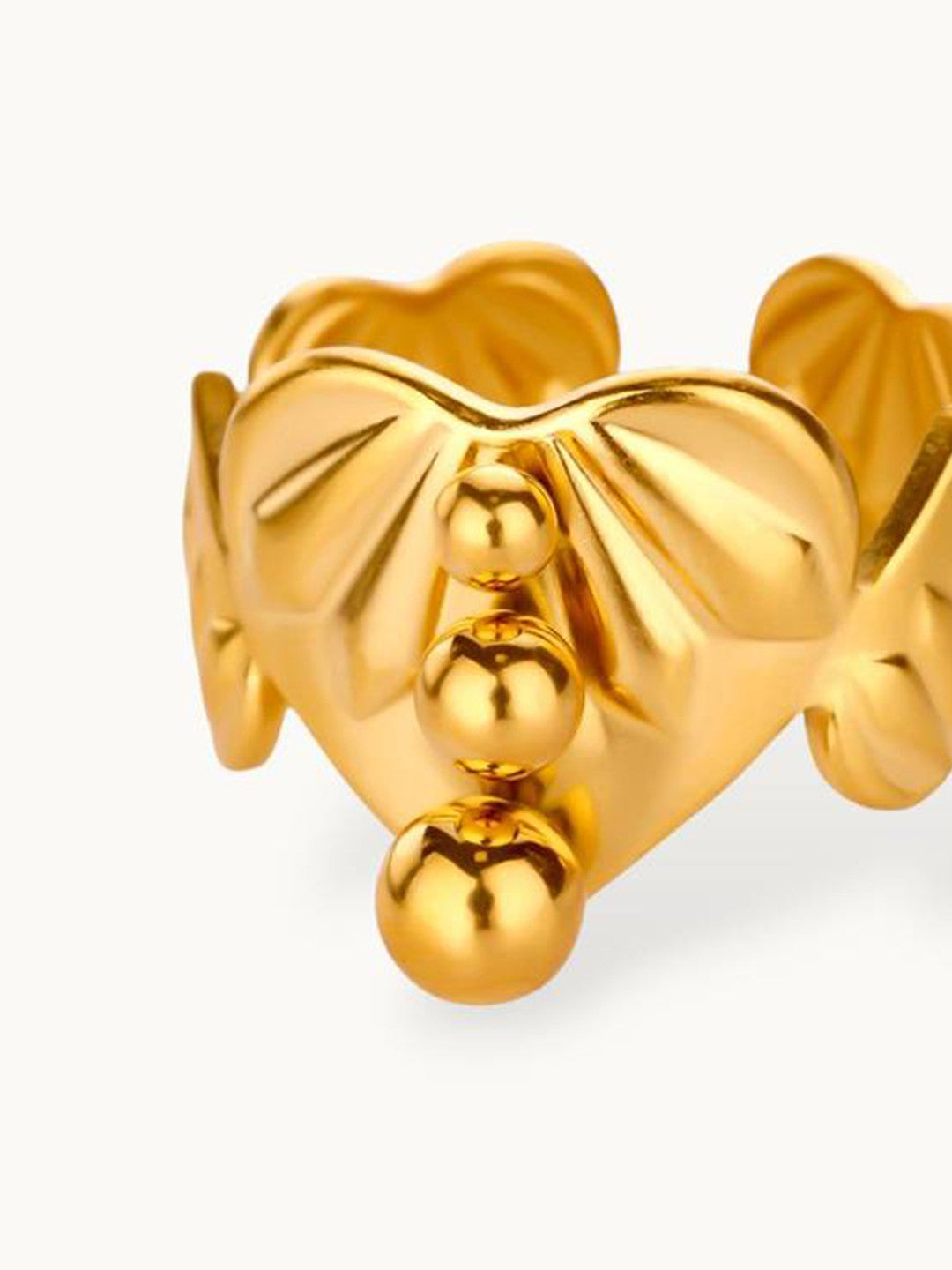 Bold Polished Adjustable Heart Shape Gold Coated Ring