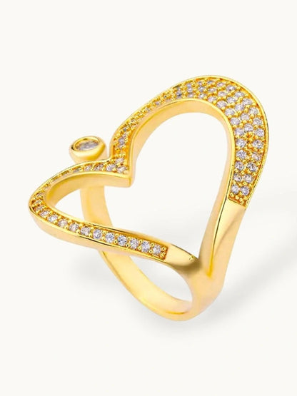Abstract Pave Heart Shaped Contour Diamond  Ring