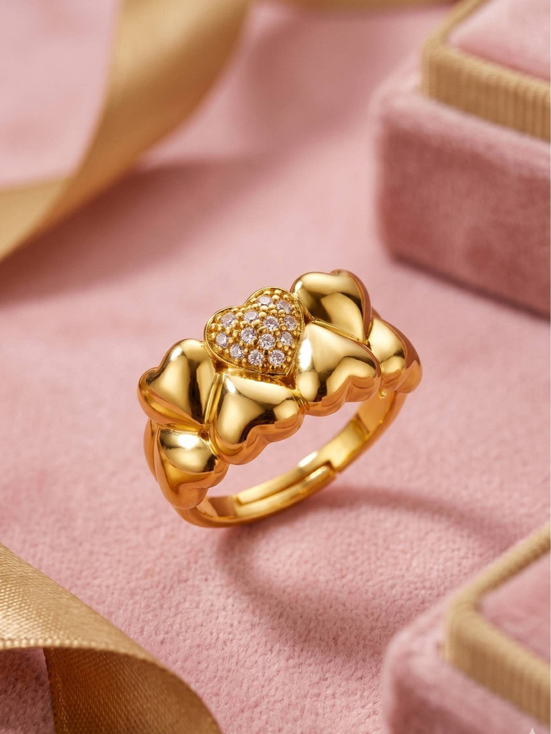 Chunky Stacked Heart Shaped Stackable Diamond Band Ring