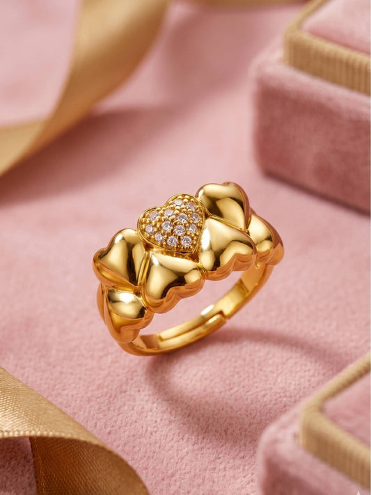 Chunky Stacked Heart Shaped Stackable Diamond Band Ring