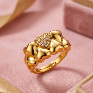 Chunky Stacked Heart Shaped Stackable Diamond Band Ring