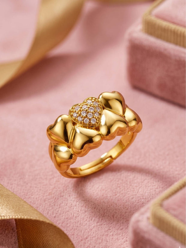 Chunky Stacked Heart Shaped Stackable Diamond Band Ring