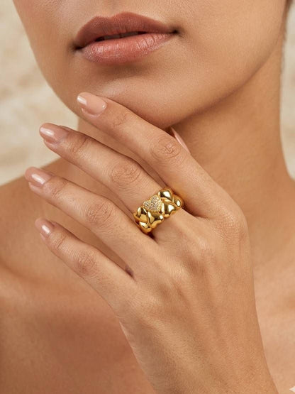 Chunky Stacked Heart Shaped Stackable Diamond Band Ring