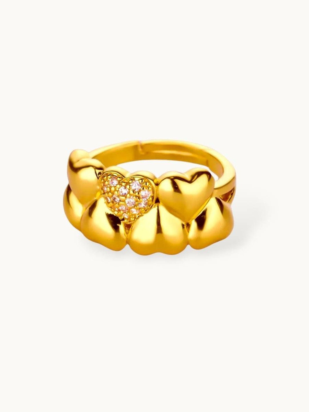 Chunky Stacked Heart Shaped Stackable Diamond Band Ring