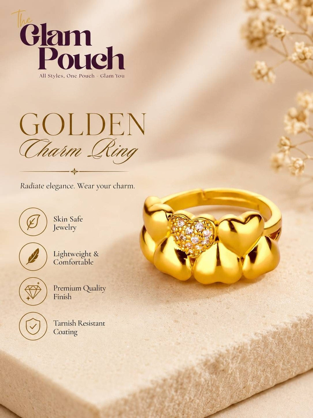 Chunky Stacked Heart Shaped Stackable Diamond Band Ring