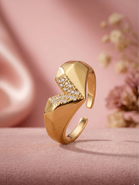Bold Geometric Pave Heart Shape Statement Diamond Ring