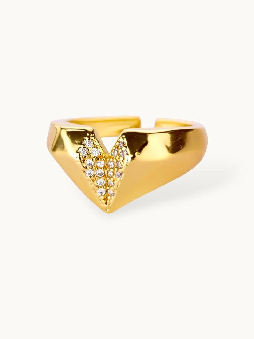 Bold Geometric Pave Heart Shape Statement Diamond Ring