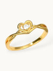 Intertwined Heart Shaped Solitaire Gold-Plated Diamond Band Ring