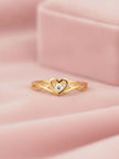 Intertwined Heart Shaped Solitaire Gold-Plated Diamond Band Ring