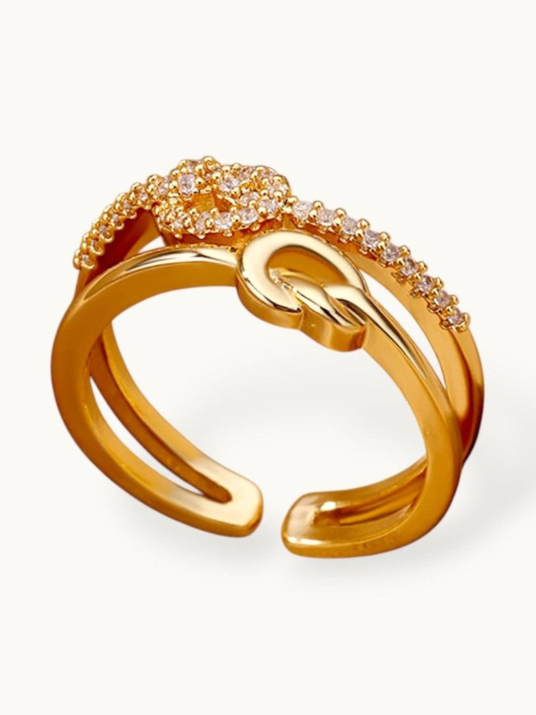 Delicate Pave Knot Split Adjustable Band Ring