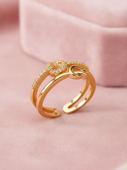 Delicate Pave Knot Split Adjustable Band Ring