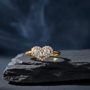 Dual Pear-Cut Heart Shaped Halo Stackable Ring