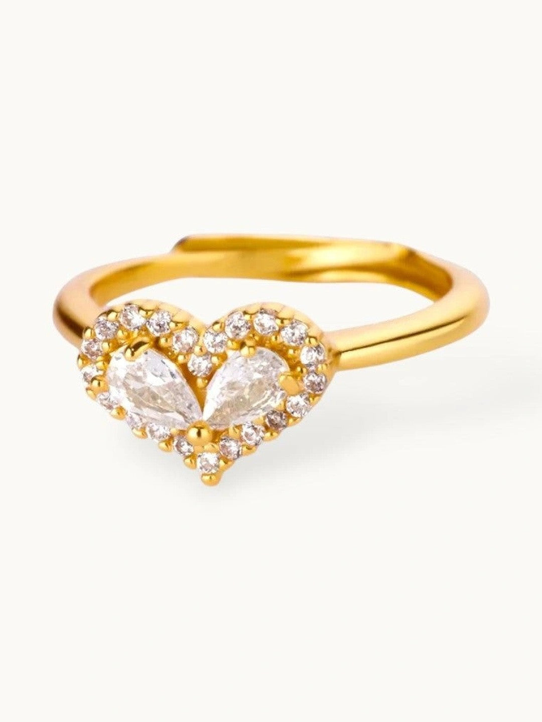 Dual Pear-Cut Heart Shaped Halo Stackable Ring