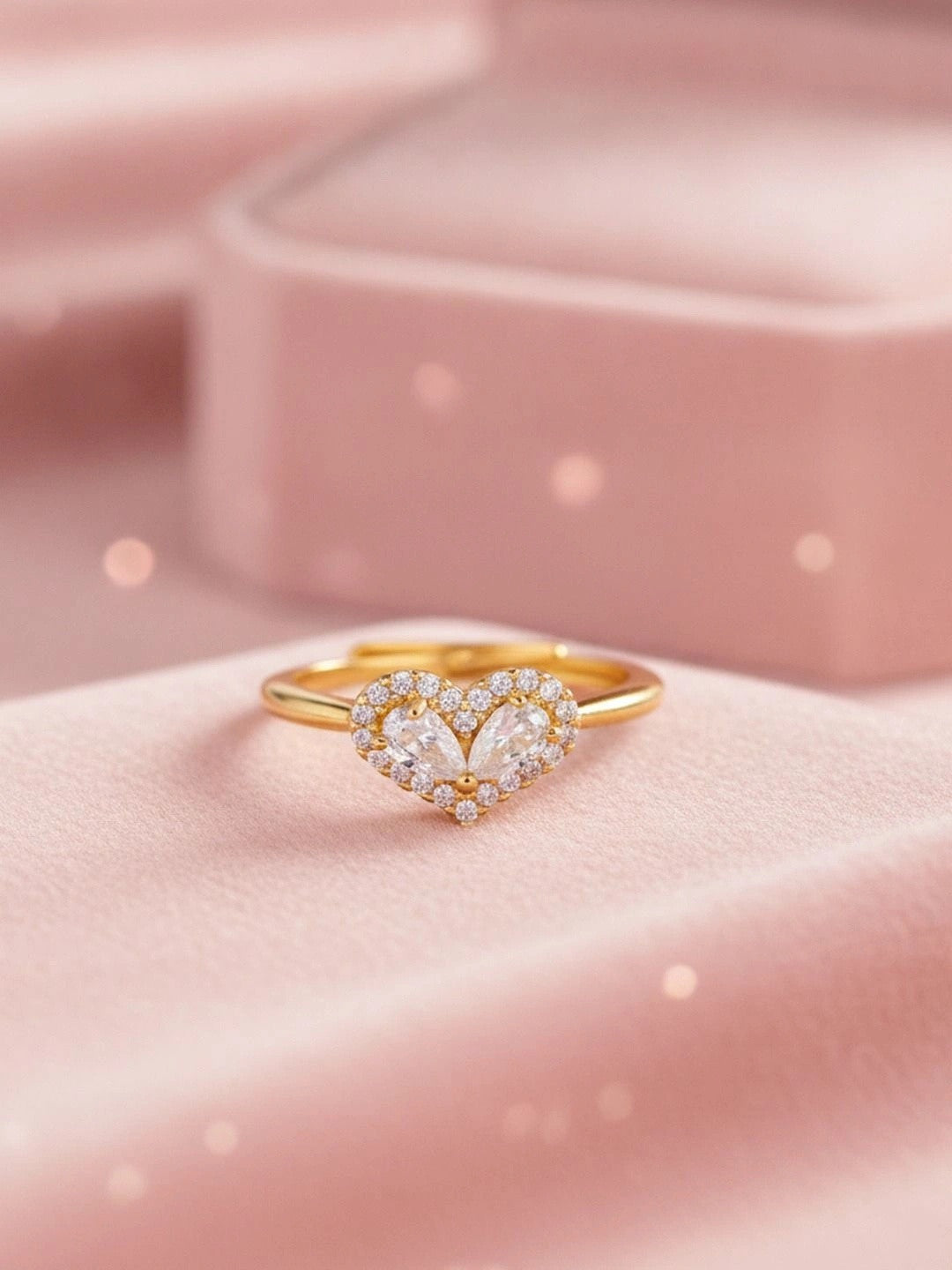 Dual Pear-Cut Heart Shaped Halo Stackable Ring