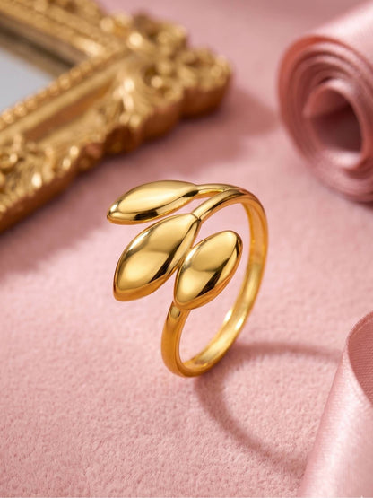 Sleek Triple Leaf Wrap Adjustable Ring