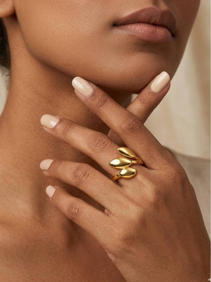Sleek Triple Leaf Wrap Adjustable Ring